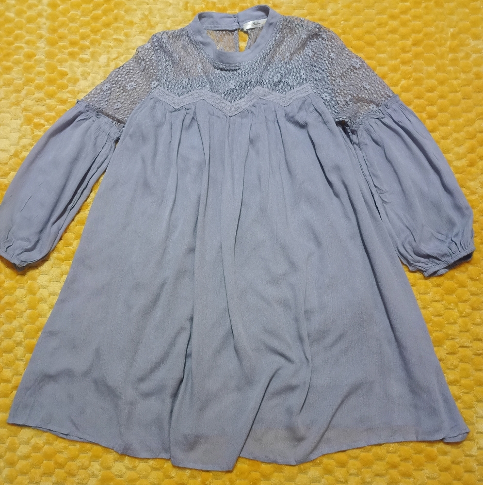 ANDREE BY UNIT Long Sleeve Dress in Light Blue and Gray